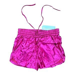 NWT Mirawise Metallic Pink Dolphin Shorts Small Festival Rave Shiny Hot Shorts